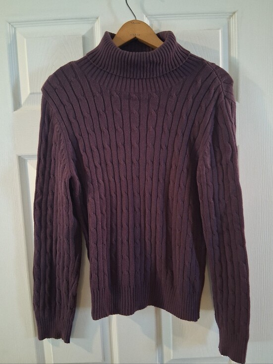 St. John's Bay Sweaters - St. John's Bay Cable Knit Turtleneck Sweater in Plum